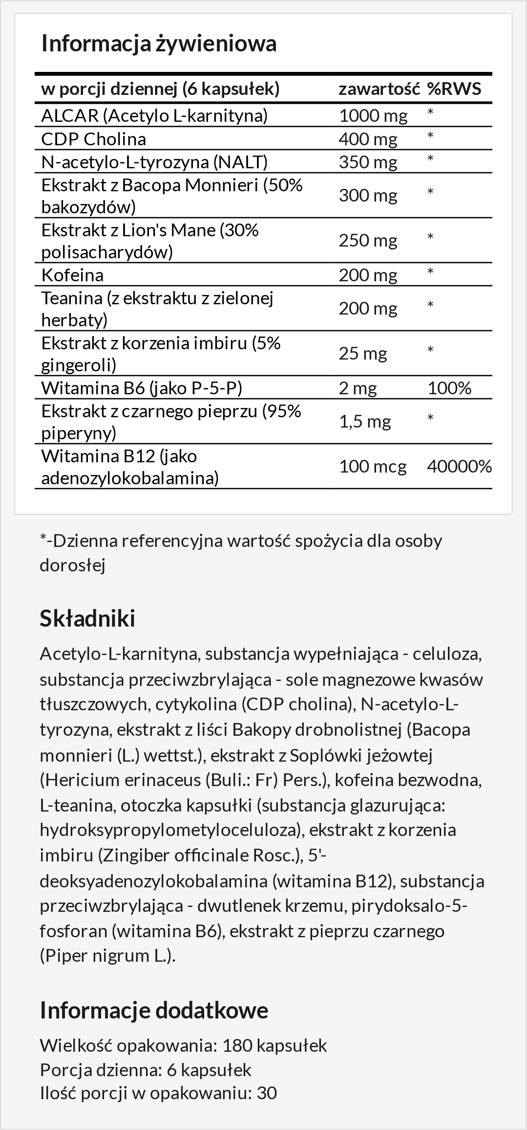 Informacja żywieniowa